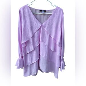 Midnight Velvet Lavender Ruffle Blouse